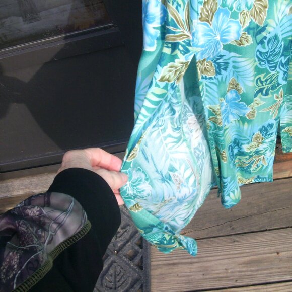 Like New Vintage Bahama Beach Floral Turquoise Sleeveless Maxi Dress SZ M - Picture 4 of 5